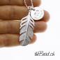 Preview: necklace made of silver with feather and engraving pendant