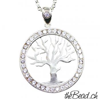 necklace made of 925 sterling silver with big pendant tree of life