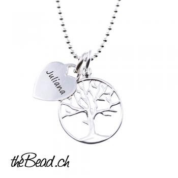 925 sterling silver heart and tree of life pendants
