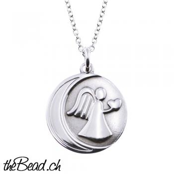engraved necklace angel pendant