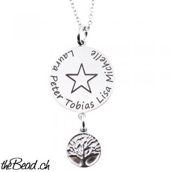 engraved necklace stammbaum pendant
