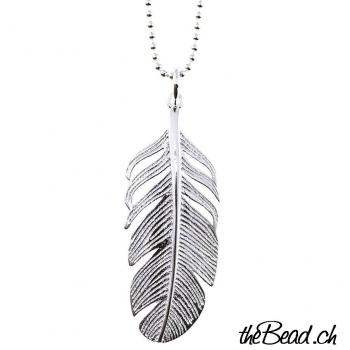 Silver Necklace with feather pendant