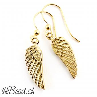 Angel wings earrings 925 sterling silver gold plated