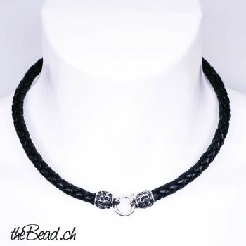 leather necklace with 925 sterling silver clasp