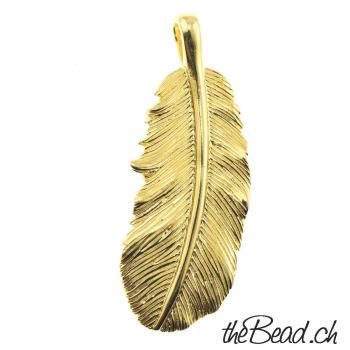Silver Feather Pendant gold plated