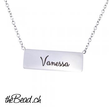 stainless steel necklace with engraving