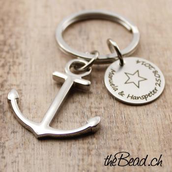 anchor  keychain with engraving pendant