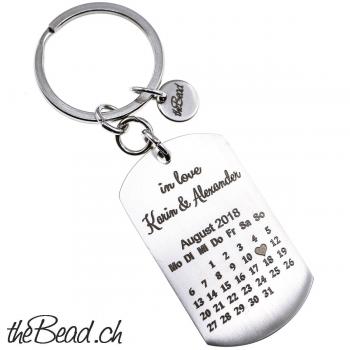 calendar keychain with personal engraving