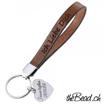 keychain 925 stainless steel and leather