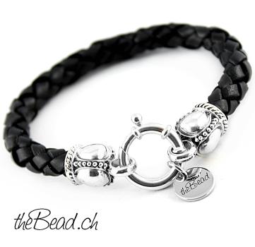 braided leather bracelet with 925 Sterling Silver
