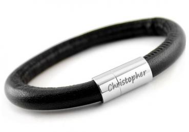 leather bracelet PULSE black with magnetic clasp