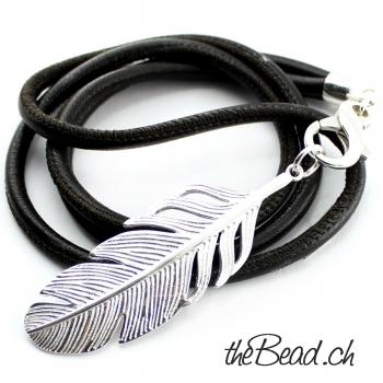 Leather necklace with 925 sterling silver -