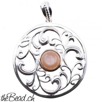 Big 925 sterling silver pendant with moonstone