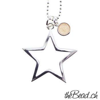 star necklace made of 925 sterling silver with moonstone