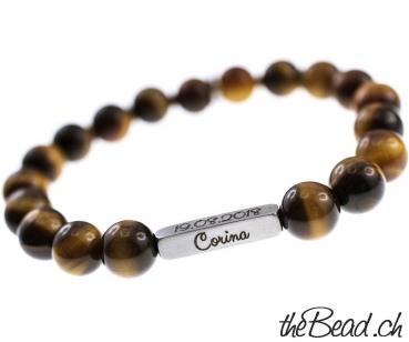TIGER EYE bracelet with stainless steel bead