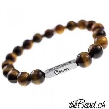 TIGER EYE bracelet with stainless steel bead