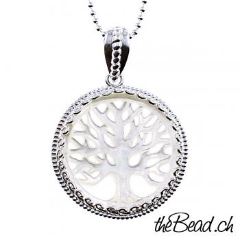 necklace made of 925 sterling silver with tree of life MOTHER OF PEARL