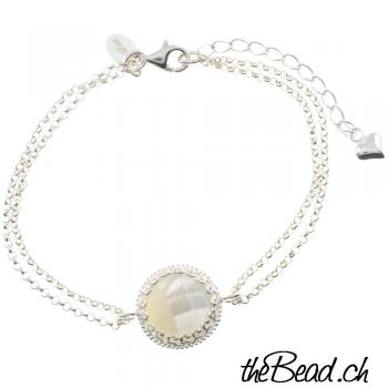 925 sterling silver bracelet with mother of pearl