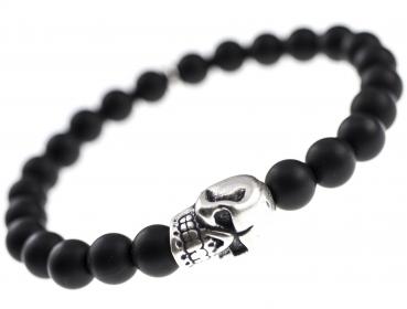 MATTE schwarze ACHATPERLEN & Skull Totenkopf