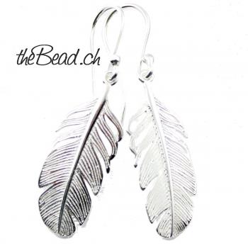 Feather earrings made of 925 sterling silver