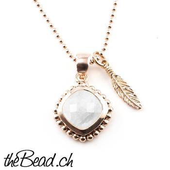 collier with pendants, 925 sterling silver rosegold plated