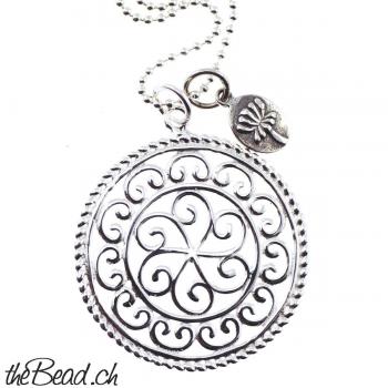 silver collier with big round pendant
