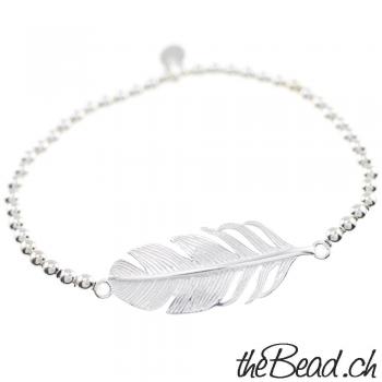925 sterling silver bracelet with feather