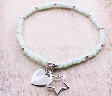 amazonite bracelet with heart and star pendants