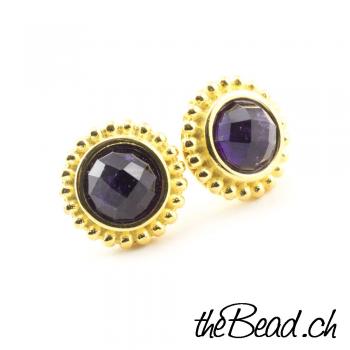 gold plated 925 sterling silver with amethyste