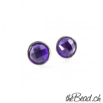 Earrings made of 925 sterling silver and amethyste