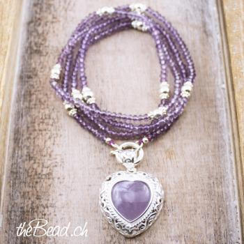 AMETHYSTE necklace with heart pendant