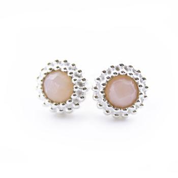 Earrings made of 925 sterling silver pink anden opal