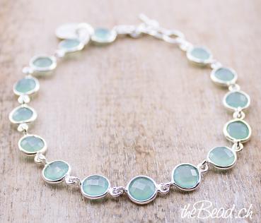 aqua agate gemstone silver bracelet