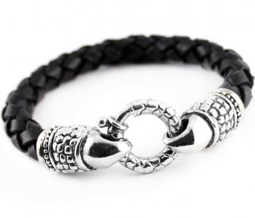men leather bracelet with claw clasp made of 925 sterling silver