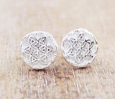 flower of life silver earrings