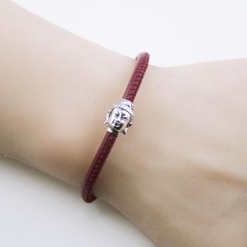 leather bracelet in red with silver theBead