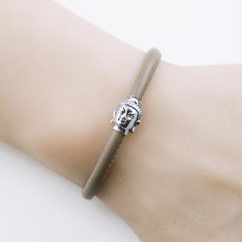 Blaues Lederarmband mit Buddha