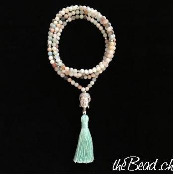 Necklace with amazonite beads and tassel pendant