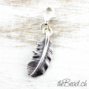 FEATHER Charm 925 Sterling Silver
