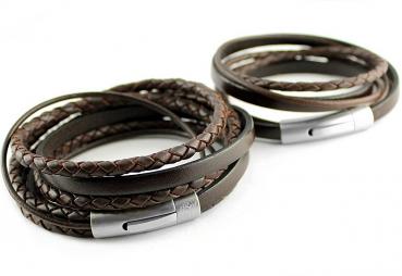 ZWEI Partnerarmbänder CHOCO COUPLE PASSION, Gravur Verschluss & Leder möglich