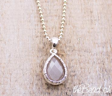 collier chocolate moonstone silver jewelry