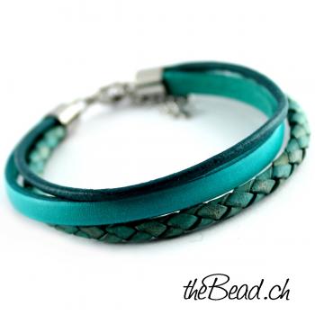 COLOR UP leather bracelet turquoise, one Size