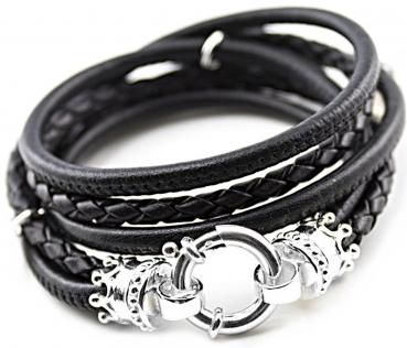 leather cord bracelet with crown closure