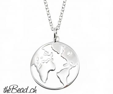 silver collier with earth pendant