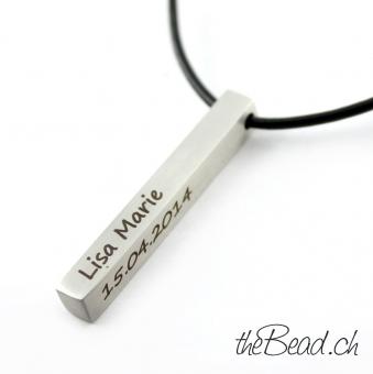 Necklace with engraved pendant SQUARE