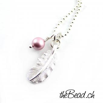 feather necklace 925 sterling silver