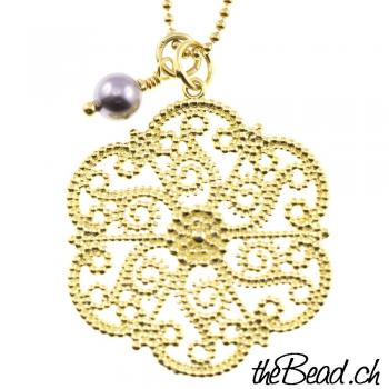 collier with pendants, 925 sterling silver gold plated