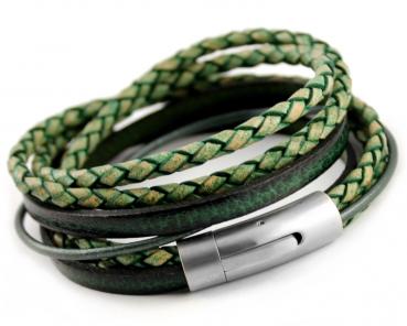 VINTAGE series GREEN - Herren Lederarmband, Verschluss & Leder Gravur möglich!