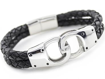 braided leather bracelet HANDCUFFS
