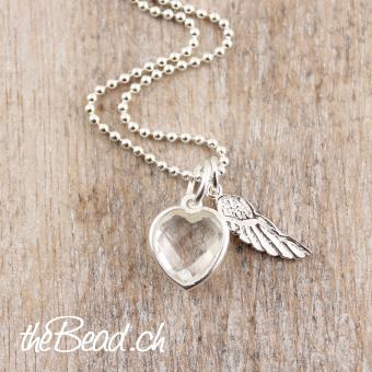 Crystal heart necklace made of 925 sterling silver